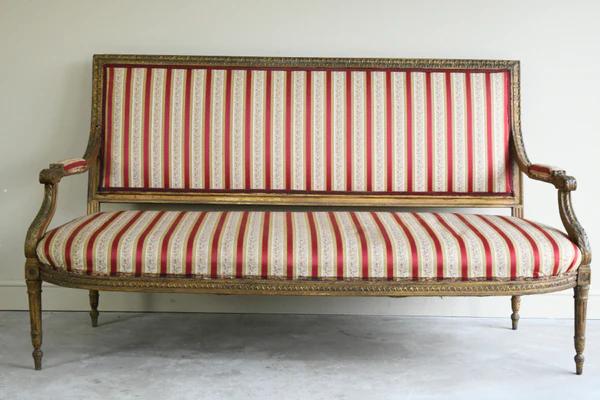 French Upholstered Giltwood Sofa (1 of 13)