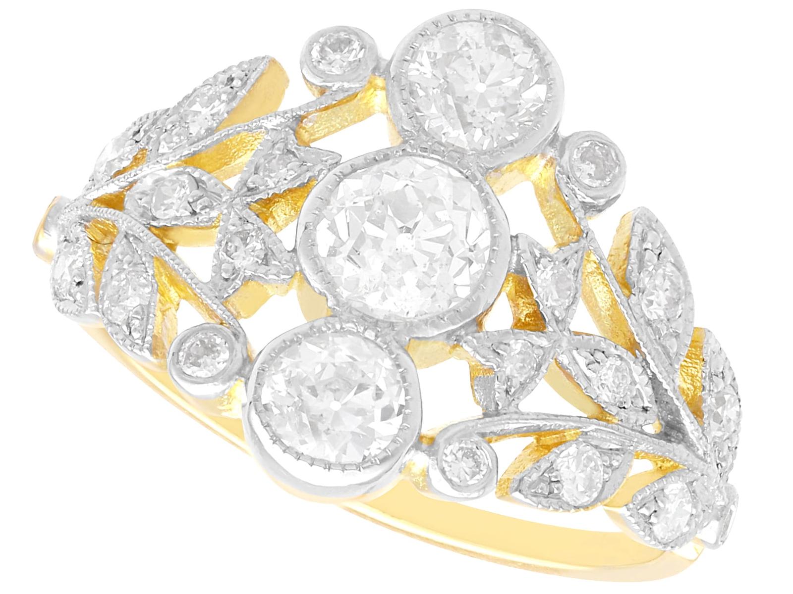 Antique 1.33ct Diamond and 18ct Yellow Gold Dress Ring Circa 1915 (1 of 18)