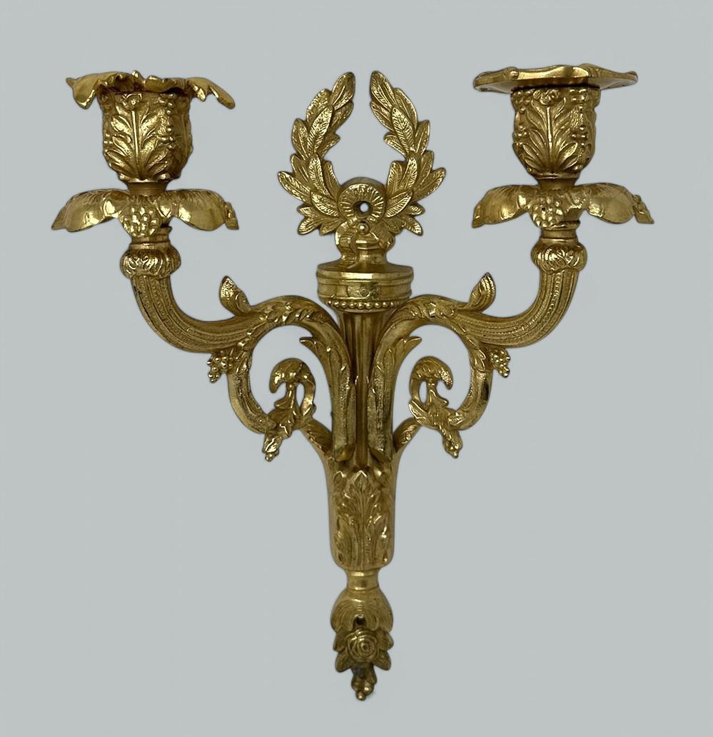 Antique Single Ormolu Gilt Bronze Twin Light Wall Candle Sconce Applique 19th Century (1 of 10)