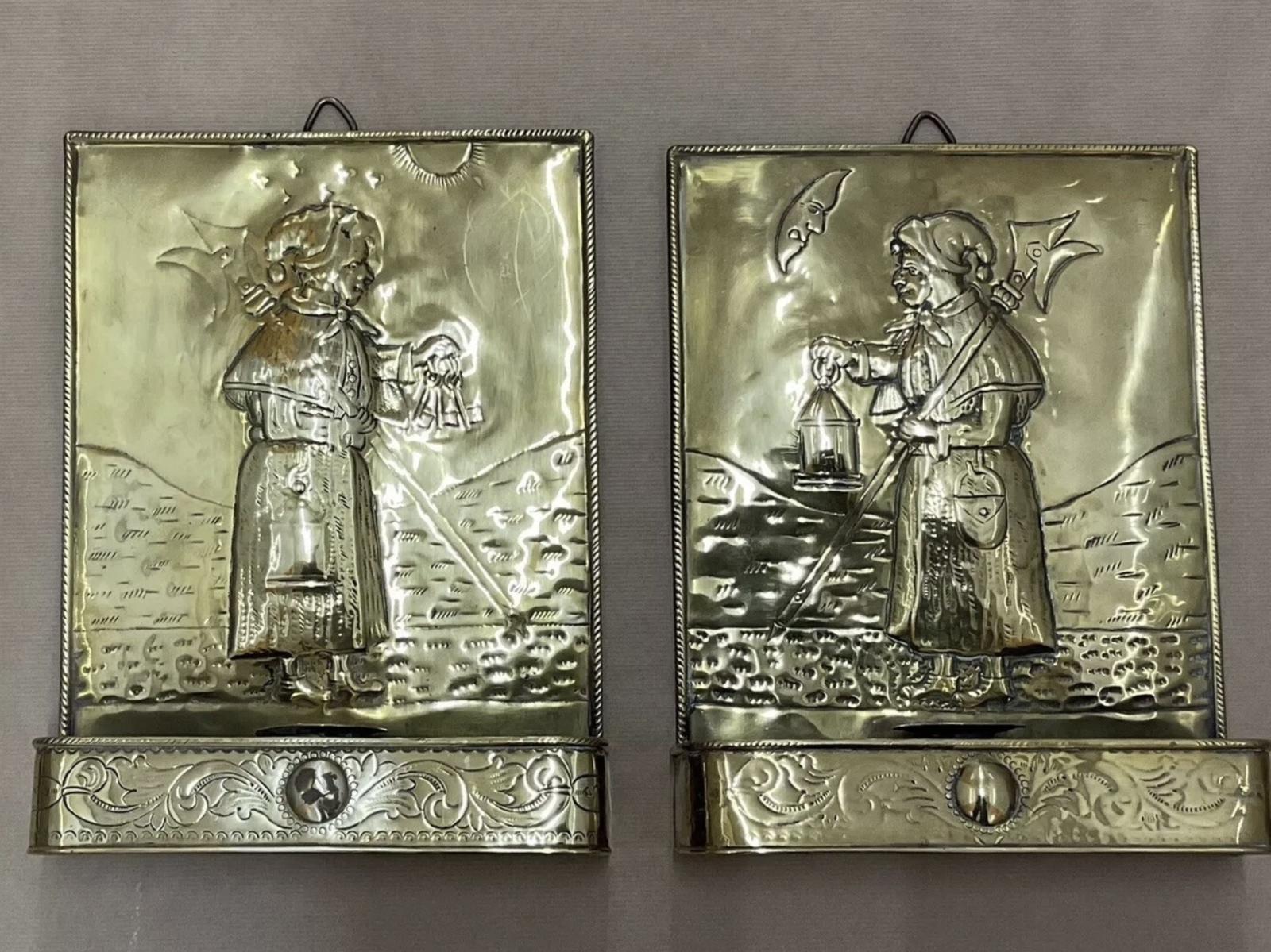 Pair of Arts & Crafts Brass Candle Wall Sconces Antique Victorian c.1900 (1 of 8) Pair of Arts & Crafts Brass Candle Wall Sconces Antique Victorian c.1900 (1 of 8)