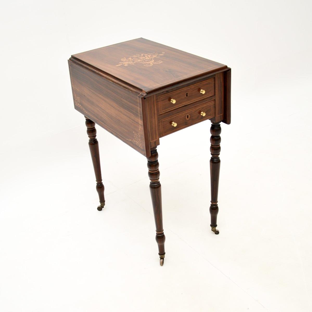 Antique Victorian Inlaid Rosewood Drop Leaf Side Table (1 of 12) Antique Victorian Inlaid Rosewood Drop Leaf Side Table (1 of 12)