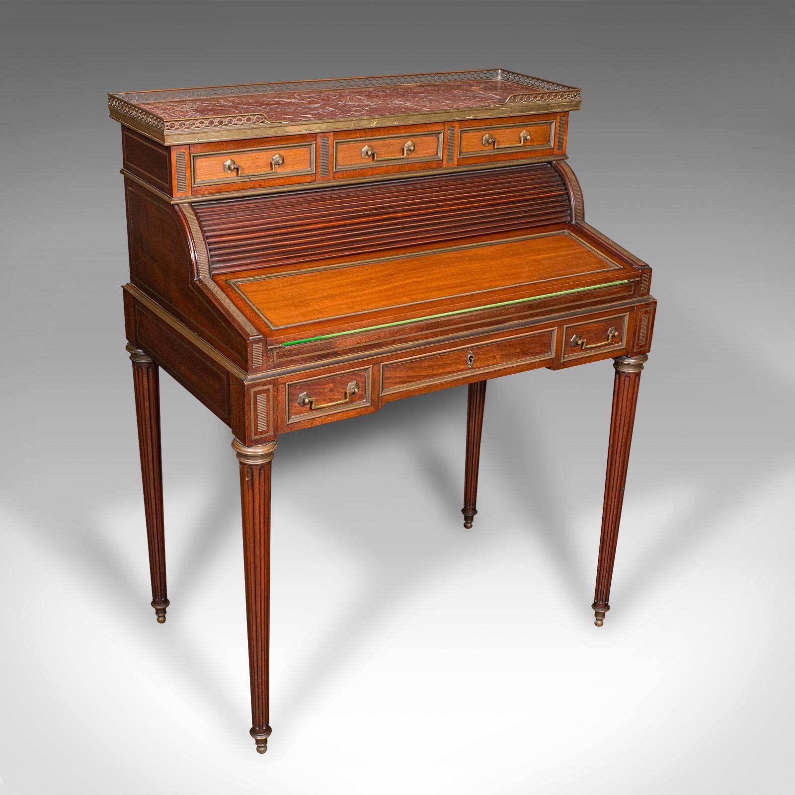 Antique Lady's Writing Desk, French, Marble, Roll Top Bureaux, Victorian, c.1850 (1 of 12)