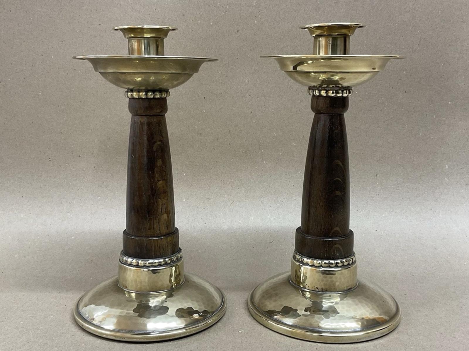 Pair Of Arts and Crafts Brass and Oak Candlesticks Antique Victorian C1880 (1 of 5) Pair Of Arts and Crafts Brass and Oak Candlesticks Antique Victorian C1880 (1 of 5)
