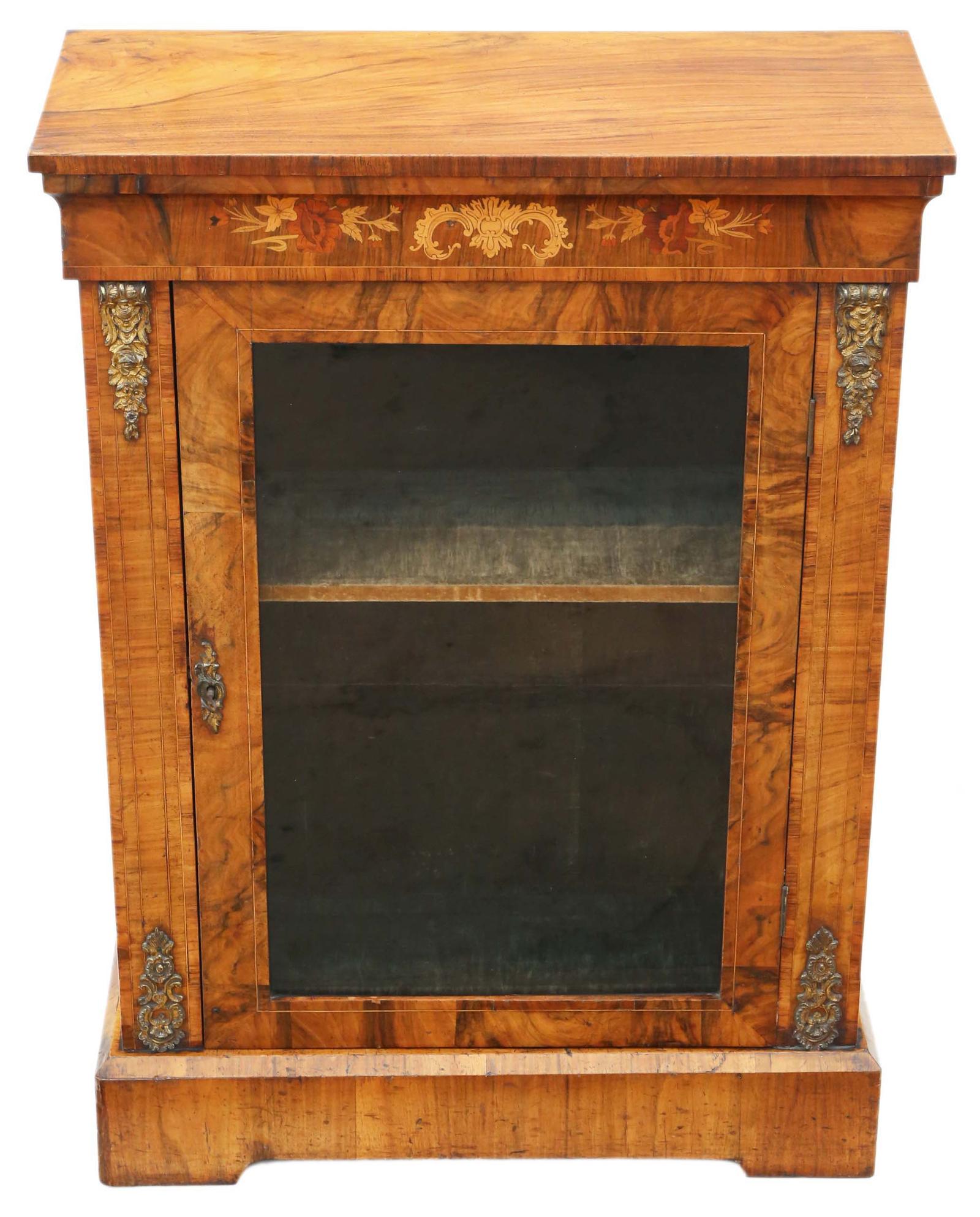 Antique Quality Inlaid Burr Walnut Pier Display Cabinet c1880 (1 of 9)