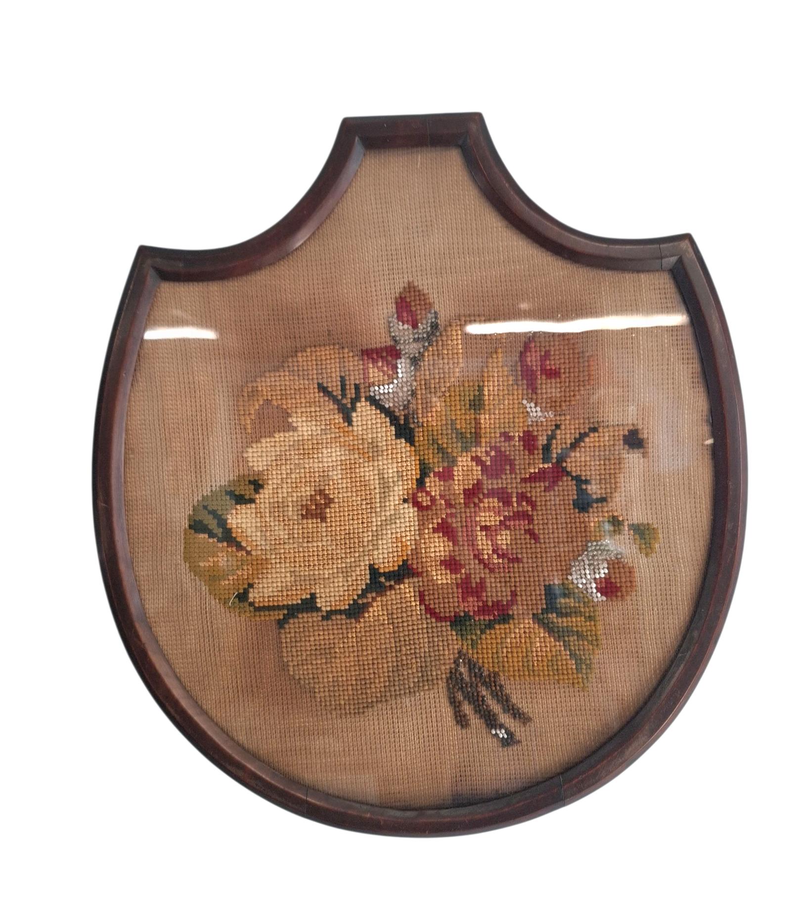 Framed Hand Stitched Tapestry in Floral Design (1 of 1)