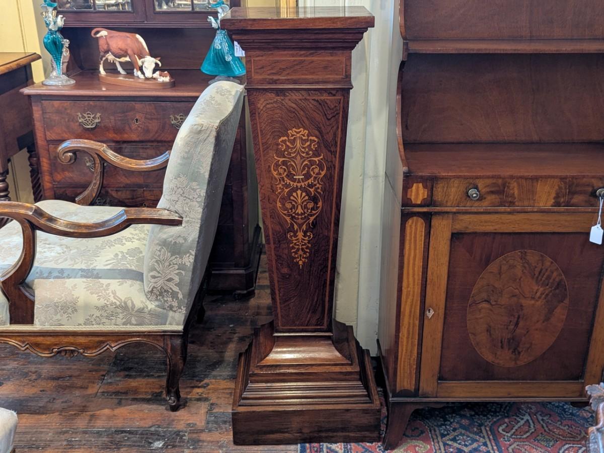 Late Victorian Rosewood Inlaid Pedestal (1 of 3) Late Victorian Rosewood Inlaid Pedestal (1 of 3)