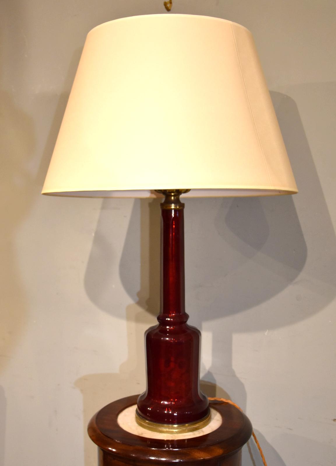 19th Century Cranberry Gilded Glass Lamp (1 of 6) 19th Century Cranberry Gilded Glass Lamp (1 of 6)