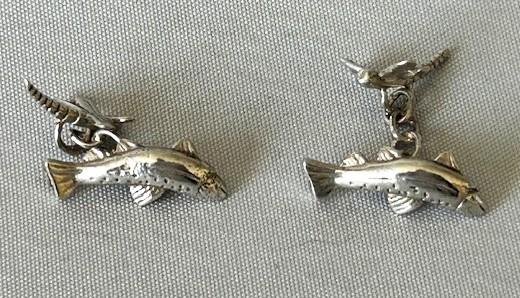 Pair of Vintage Silver Trout & Dragonfly Cufflinks (1 of 5)