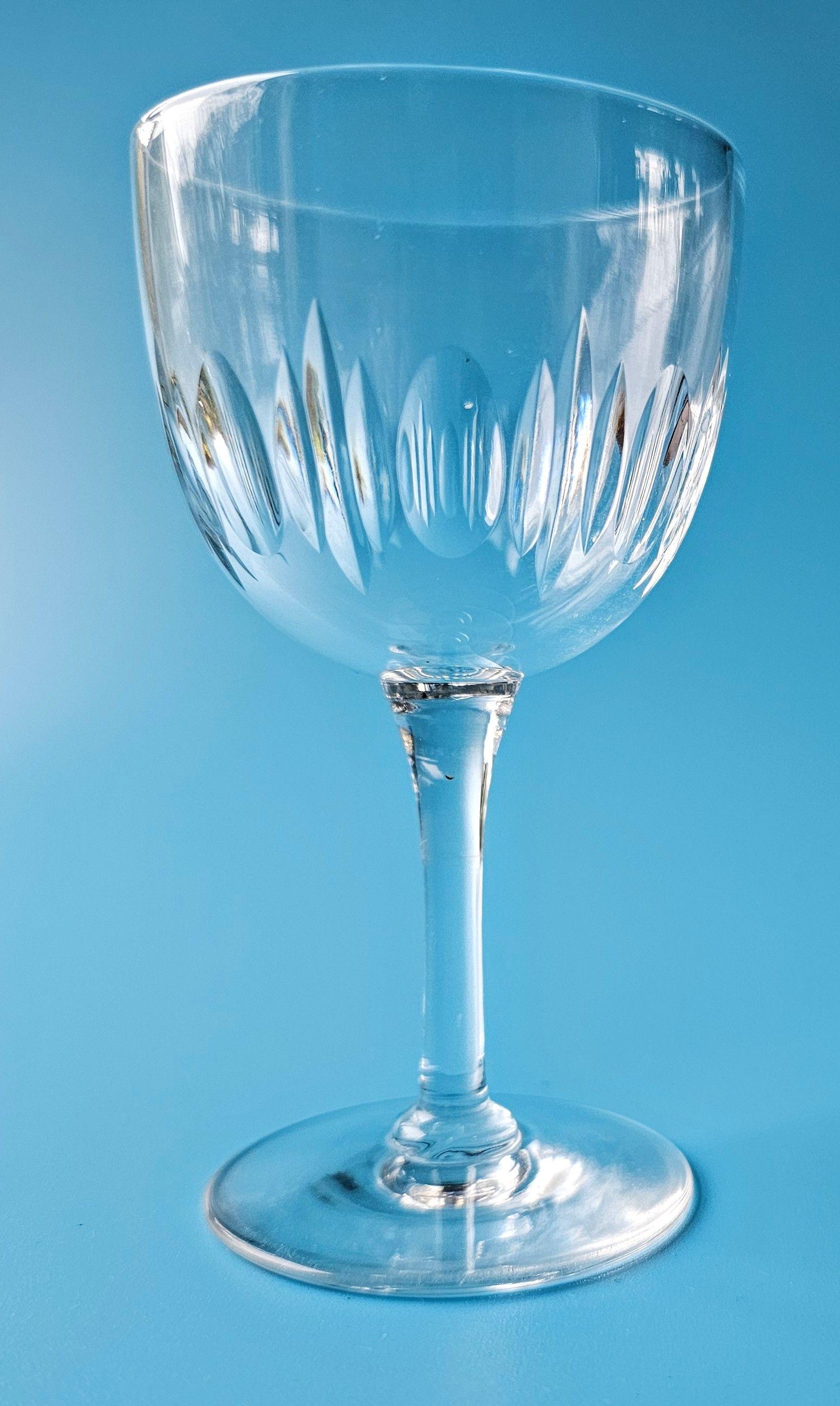Victorian Hand Blown & Cut Wine Glass c.1875 (1 of 4)