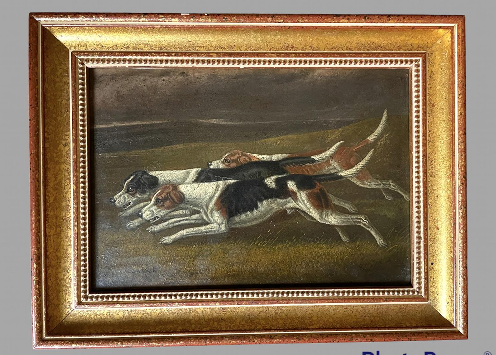 Foxhounds in Pursuit - Oil on Canvas 19th Century (1 of 5) Foxhounds in Pursuit - Oil on Canvas 19th Century (1 of 5)