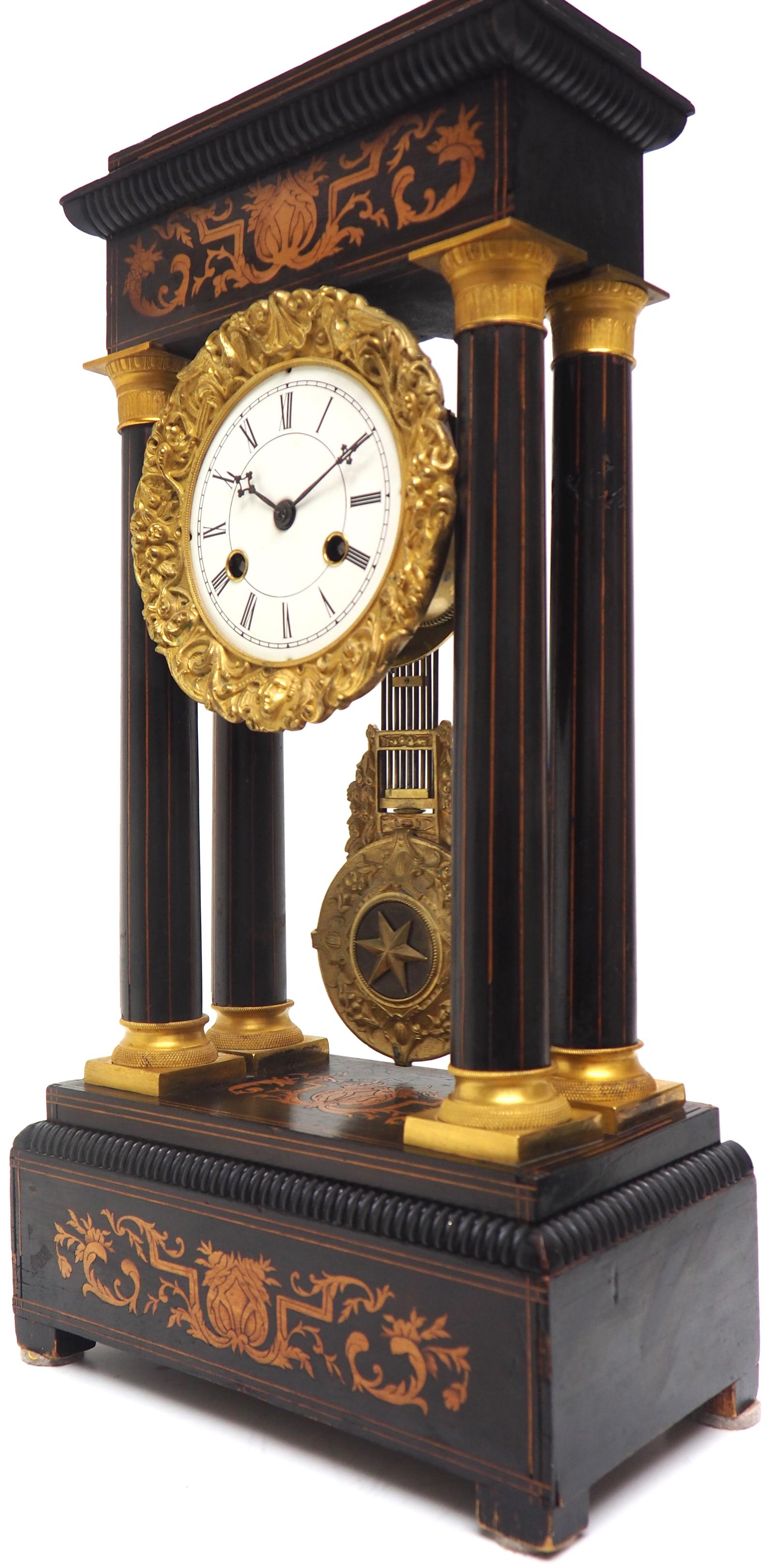 Antique Satinwood Inlaid Mantel Clock Rosewood French Striking Portico Mantle Clock (1 of 11) Antique Satinwood Inlaid Mantel Clock Rosewood French Striking Portico Mantle Clock (1 of 11)