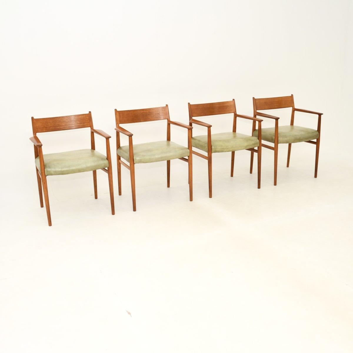Set of Four Danish Vintage Teak & Leather Dining Chairs by Arne Vodder (1 of 8)