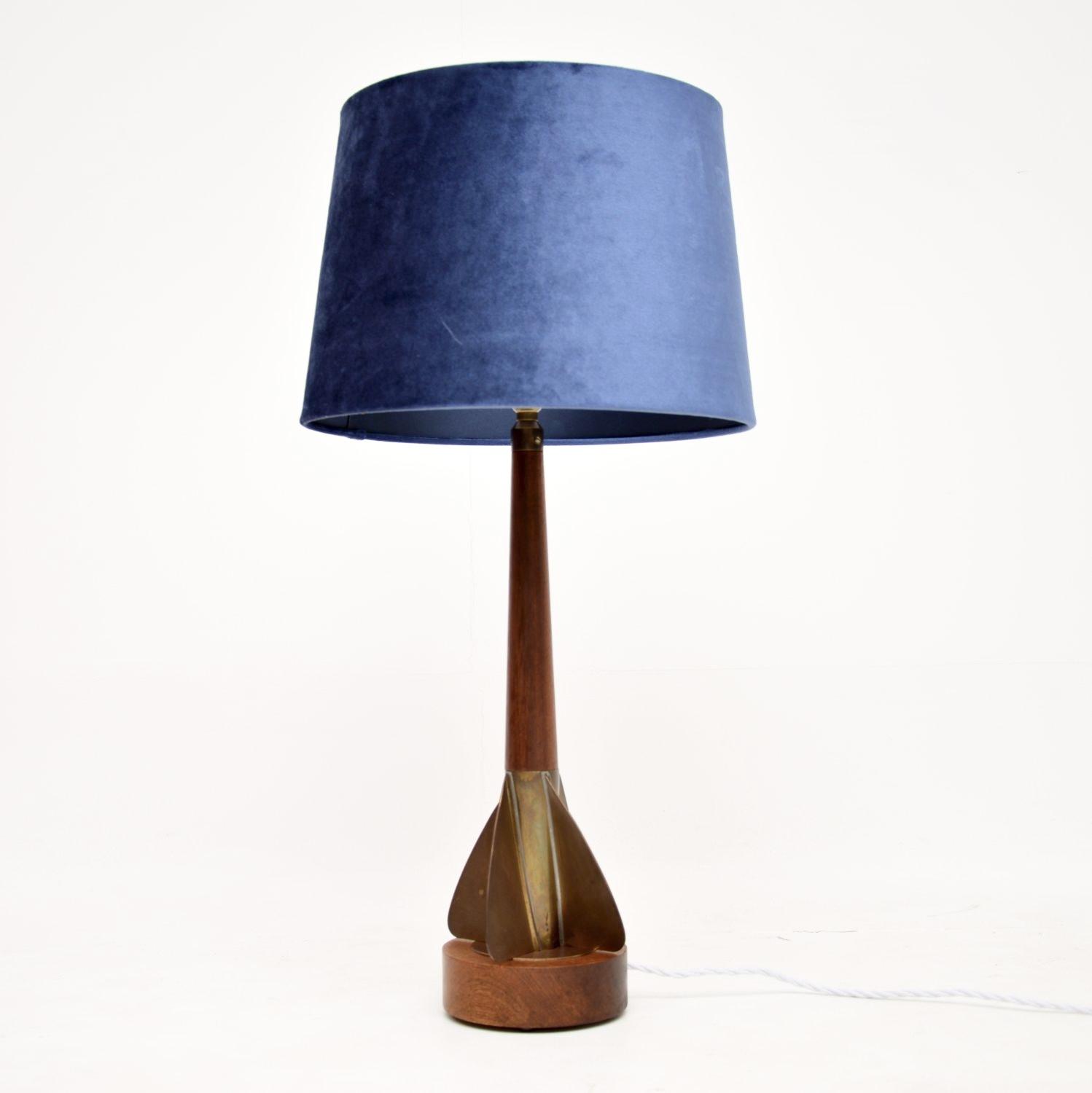 Vintage Teak & Brass Rocket Table Lamp (1 of 6)