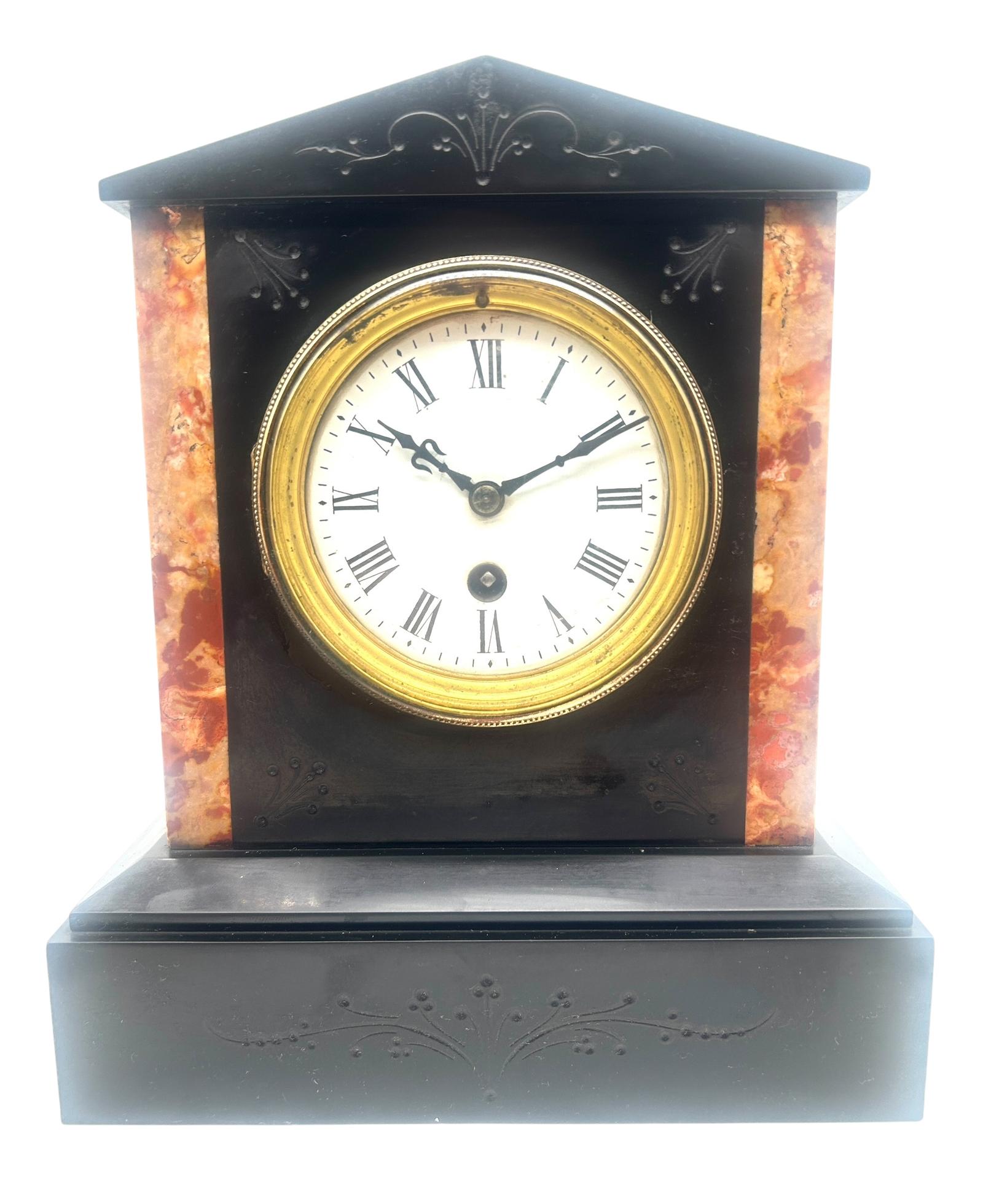 Fine 8 Day Architectural Design Slate & Marble Mantel Clock ca.1900 (1 of 9) Fine 8 Day Architectural Design Slate & Marble Mantel Clock ca.1900 (1 of 9)