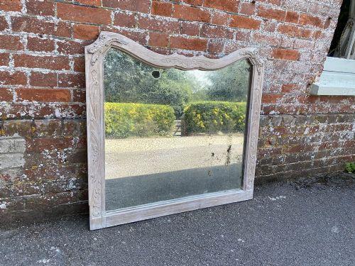 Fabulous Good Size Antique French 19th Century Carved Wood Painted Shaped Top Mirror (1 of 5)