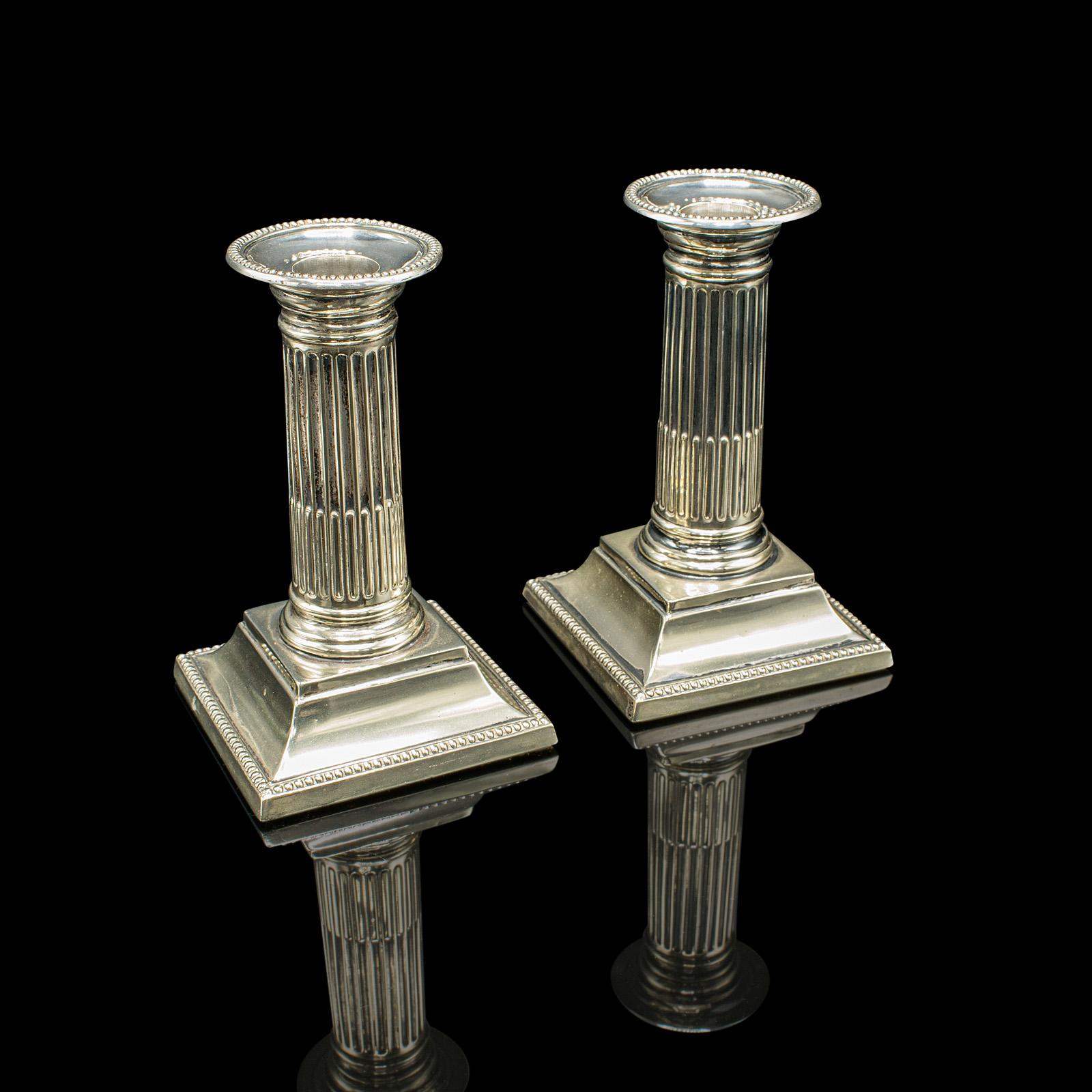 Pair of Antique Candlesticks, English, Silver Plate, Candle Stand, Victorian (1 of 10)