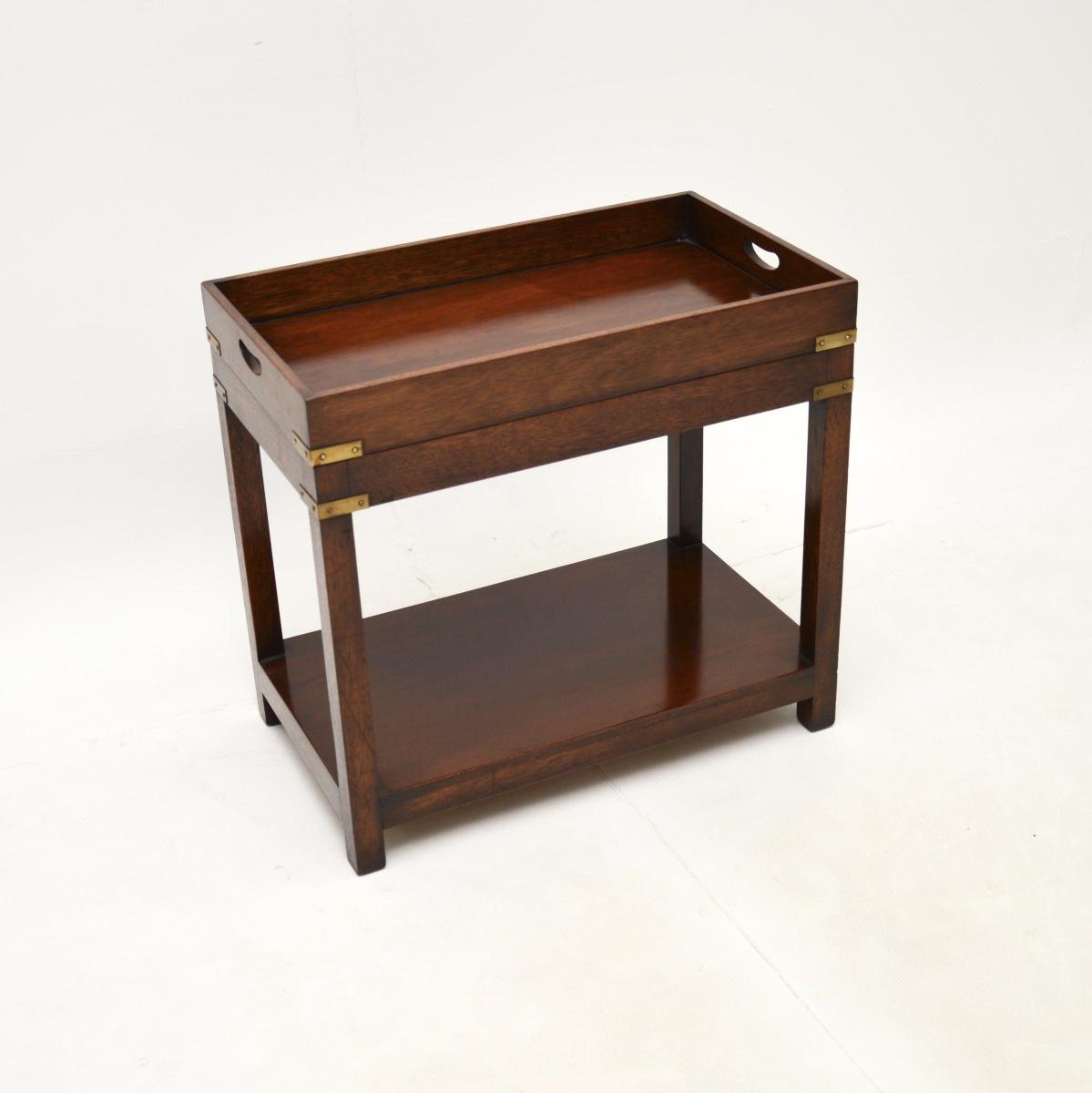 Military Campaign Style Tray Top Mahogany Side Table (1 of 7) Military Campaign Style Tray Top Mahogany Side Table (1 of 7)