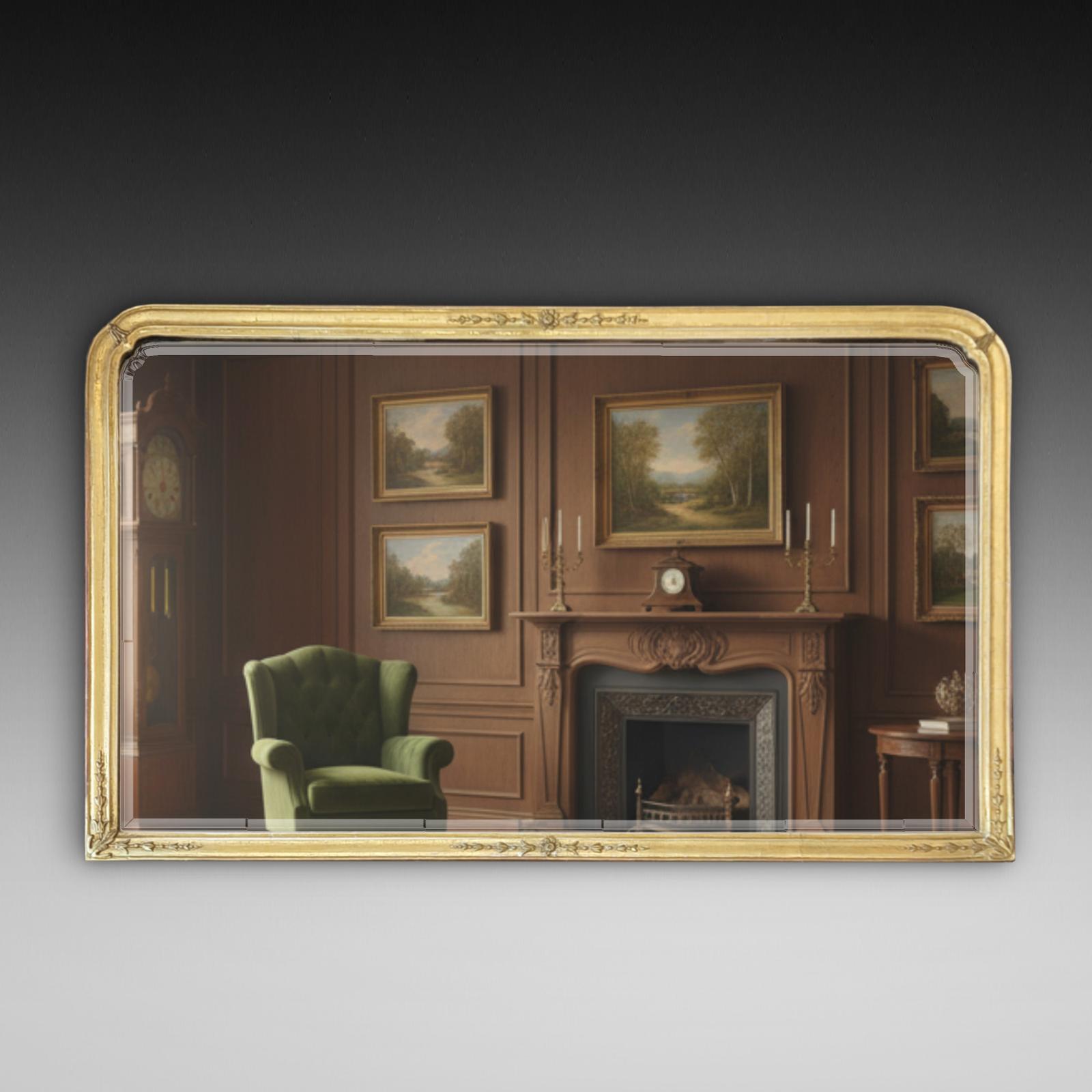 Small 19th Century Giltwood Overmantle Mirror (1 of 8)