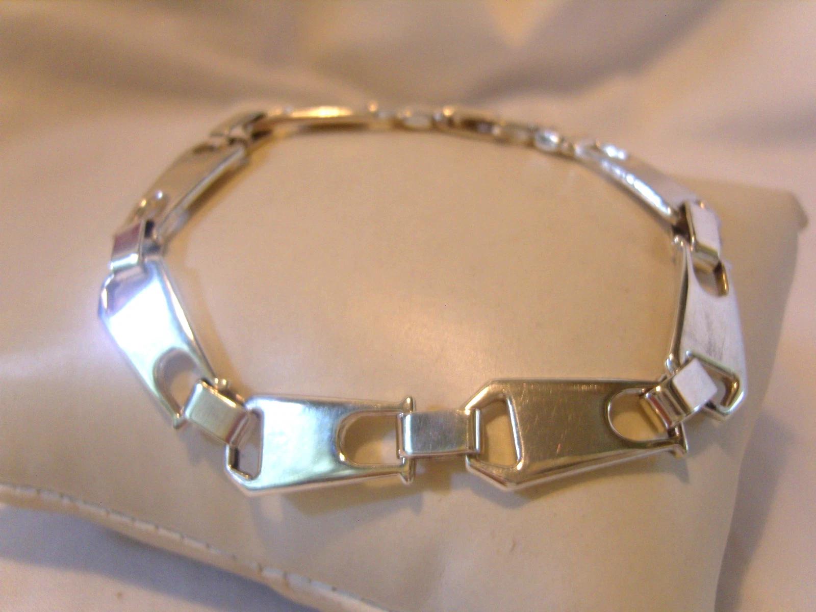 Silver Bracelet Punk Zips Vintage 1980s Hallmarked 7 1/4" Length 19.6g (1 of 14)