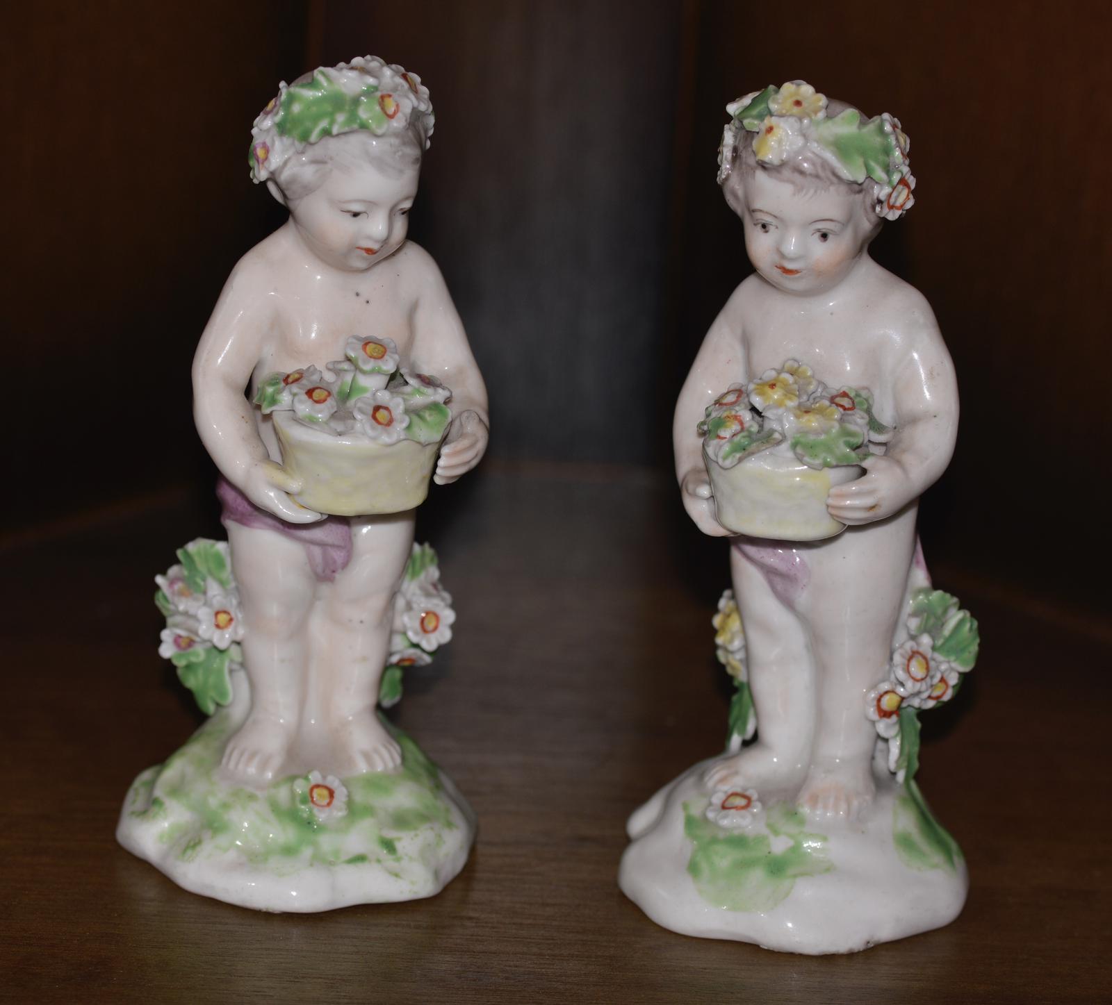 Pair of Derby Porcelain Putti Cherub Figurines c.1780 (1 of 5)