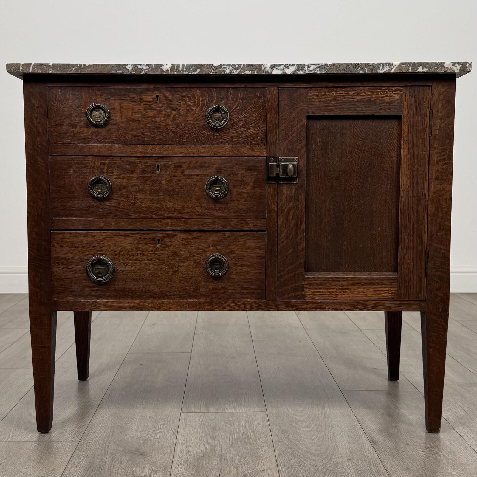 Antique 20th Century Marble Top Cupboard in Oak (1 of 12)