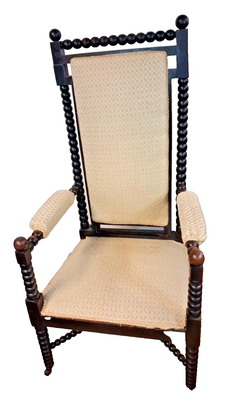 Antique Upholstered Bobbin Hall Chair on Casters (1 of 7)