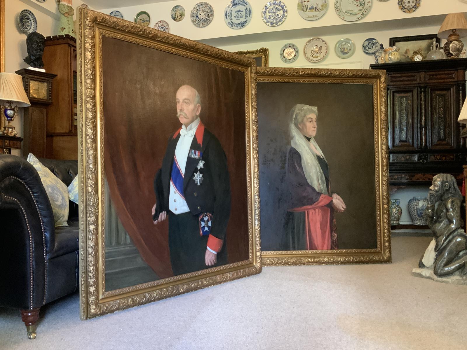Huge Magnificent Pair of Portrait Oil Paintings 19th Century Historical Militia (1 of 9) Huge Magnificent Pair of Portrait Oil Paintings 19th Century Historical Militia (1 of 9)
