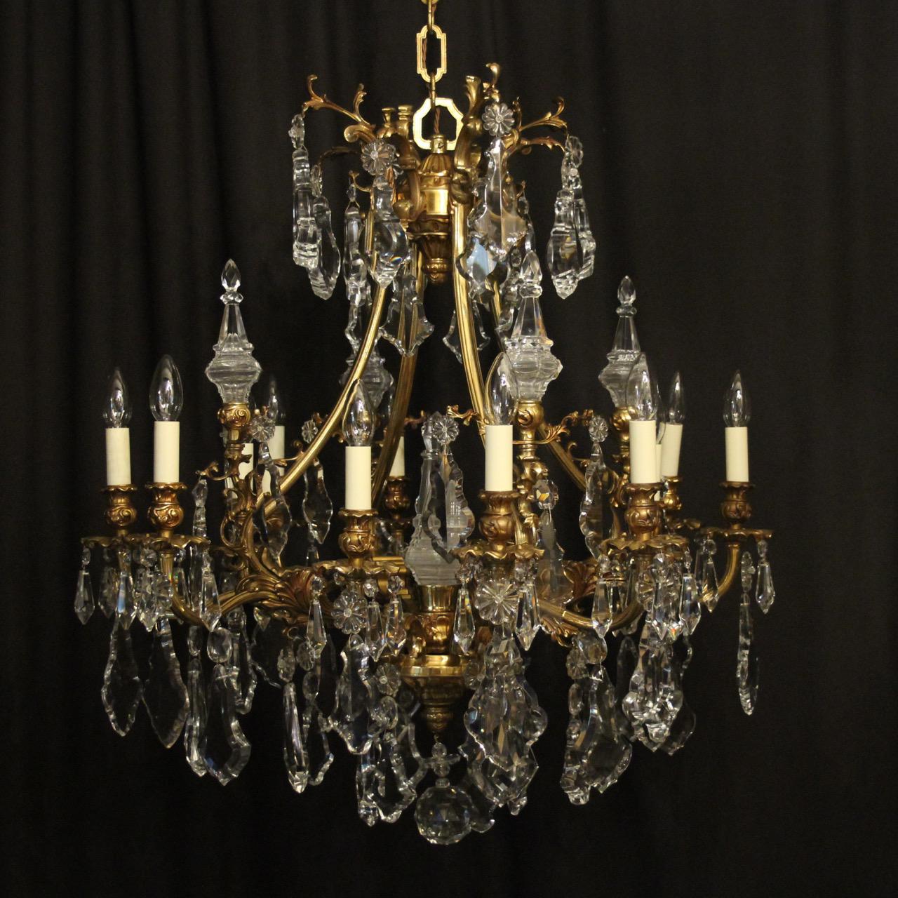 Italian Gilded Bronze & Crystal Chandelier (1 of 6)