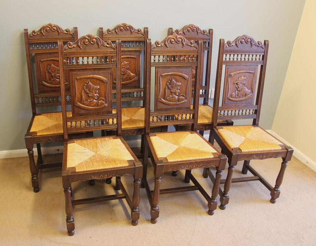 Antique Set of Six Carved Oak Dining Chairs (1 of 13) Antique Set of Six Carved Oak Dining Chairs (1 of 13)
