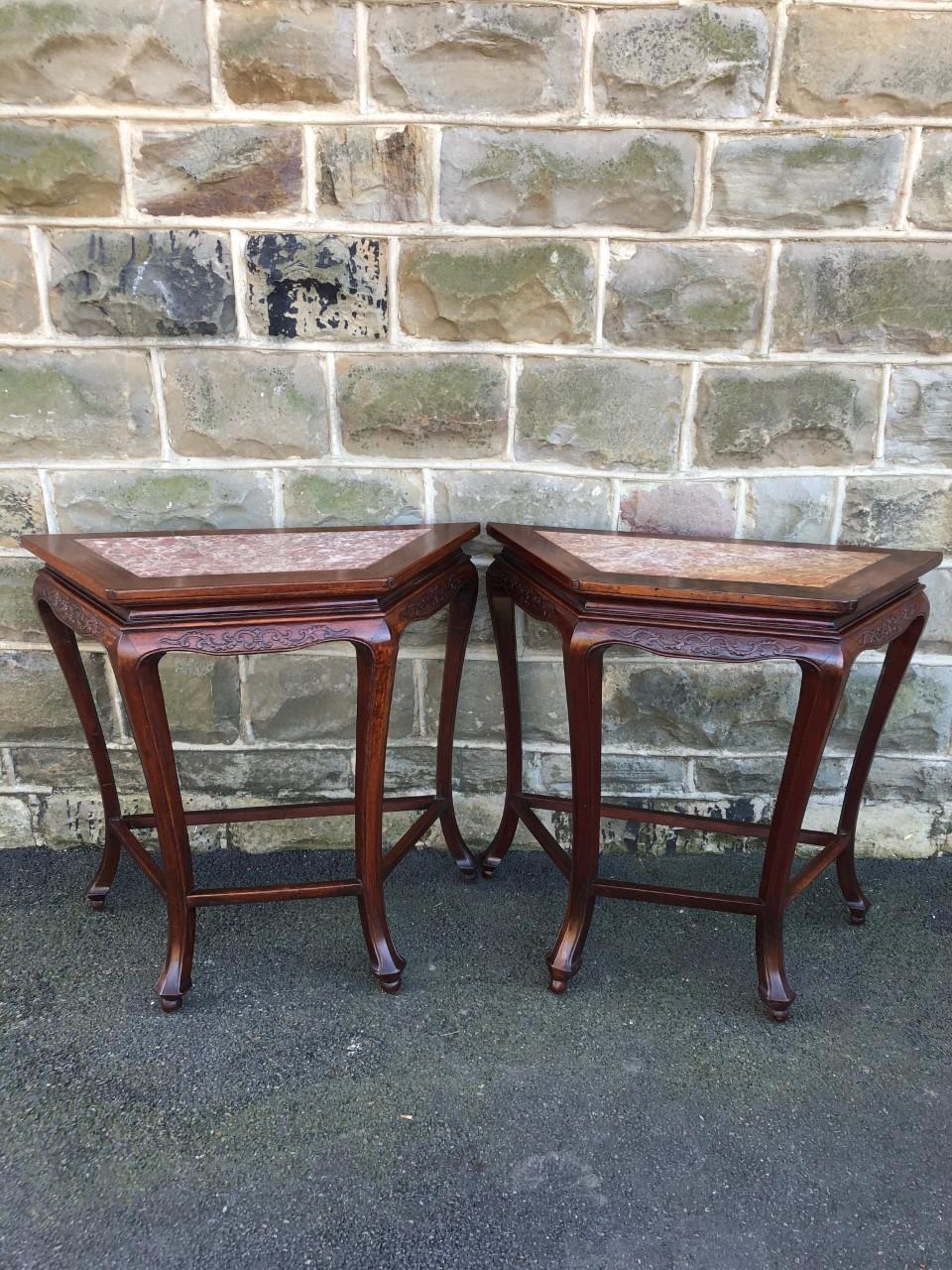 Pair of Oriental Chinese Marble Top Console Tables (1 of 12) Pair of Oriental Chinese Marble Top Console Tables (1 of 12)