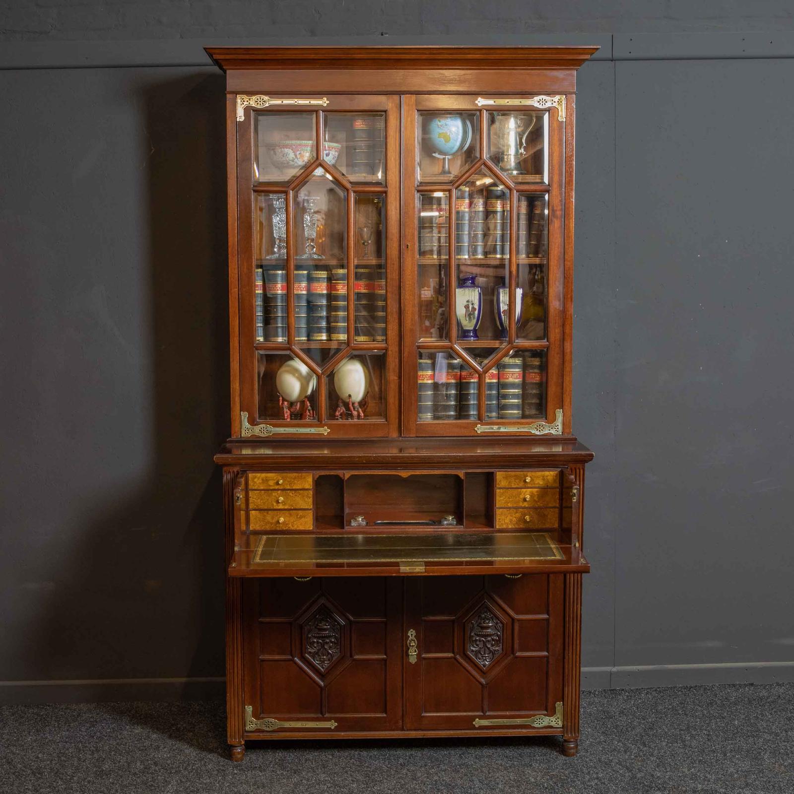 Victorian Walnut Secretaire Bookcase (1 of 19)
