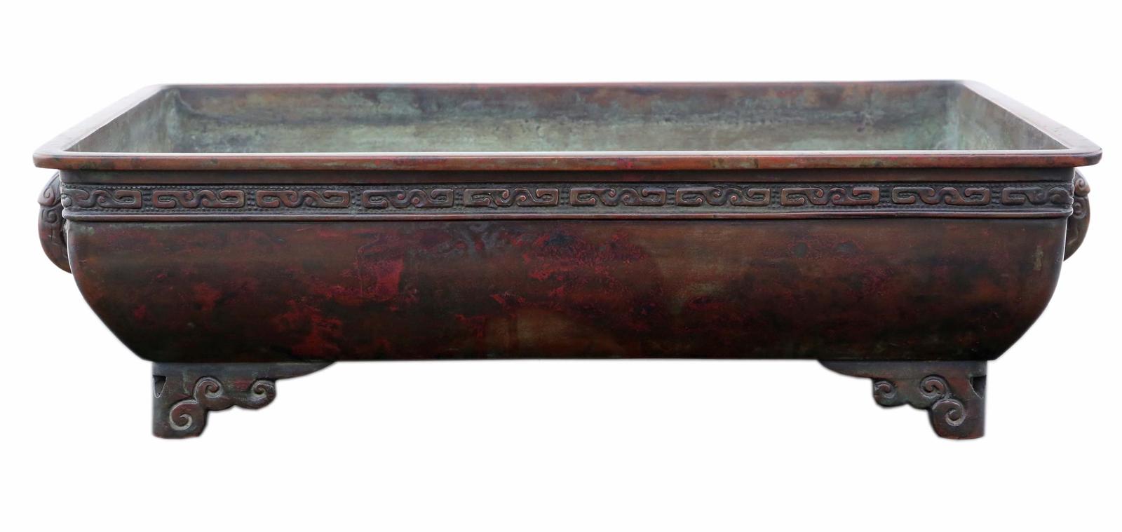 Antique Oriental Japanese Large Fine Quality Bronze Bowl Planter Jardinière Suiban Ikebana Meiji Period c1880 (1 of 8)