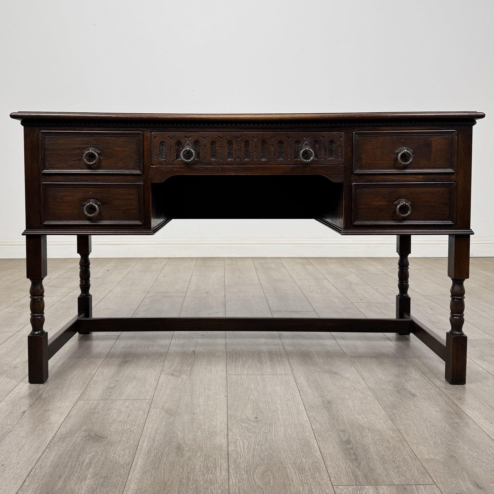 Vintage Jacobean Style Oak Writing Desk | Bobbin Turned Legs | AF-6820 (1 of 11) Vintage Jacobean Style Oak Writing Desk | Bobbin Turned Legs | AF-6820 (1 of 11)