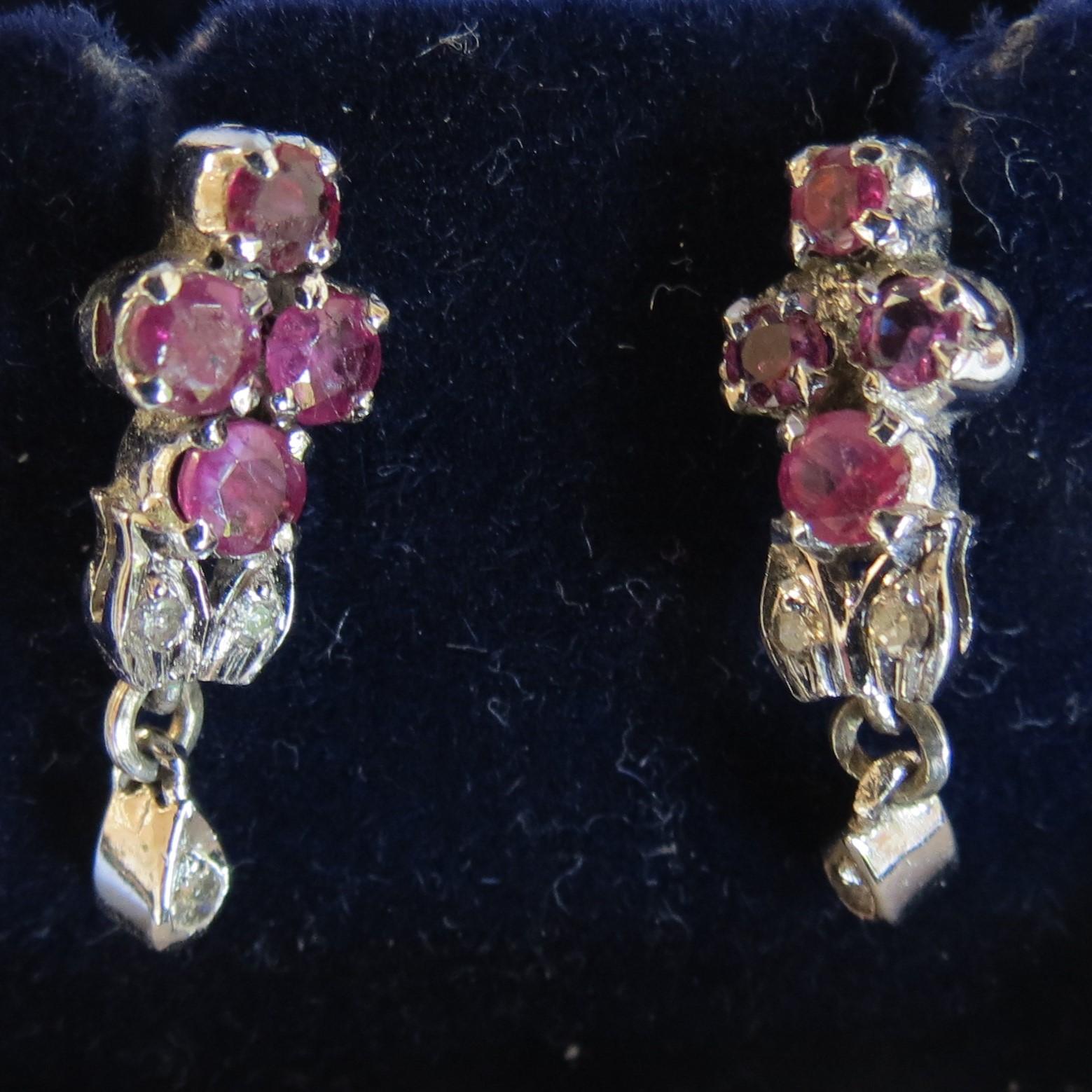 Ruby & Diamond Cross Earrings (1 of 8)