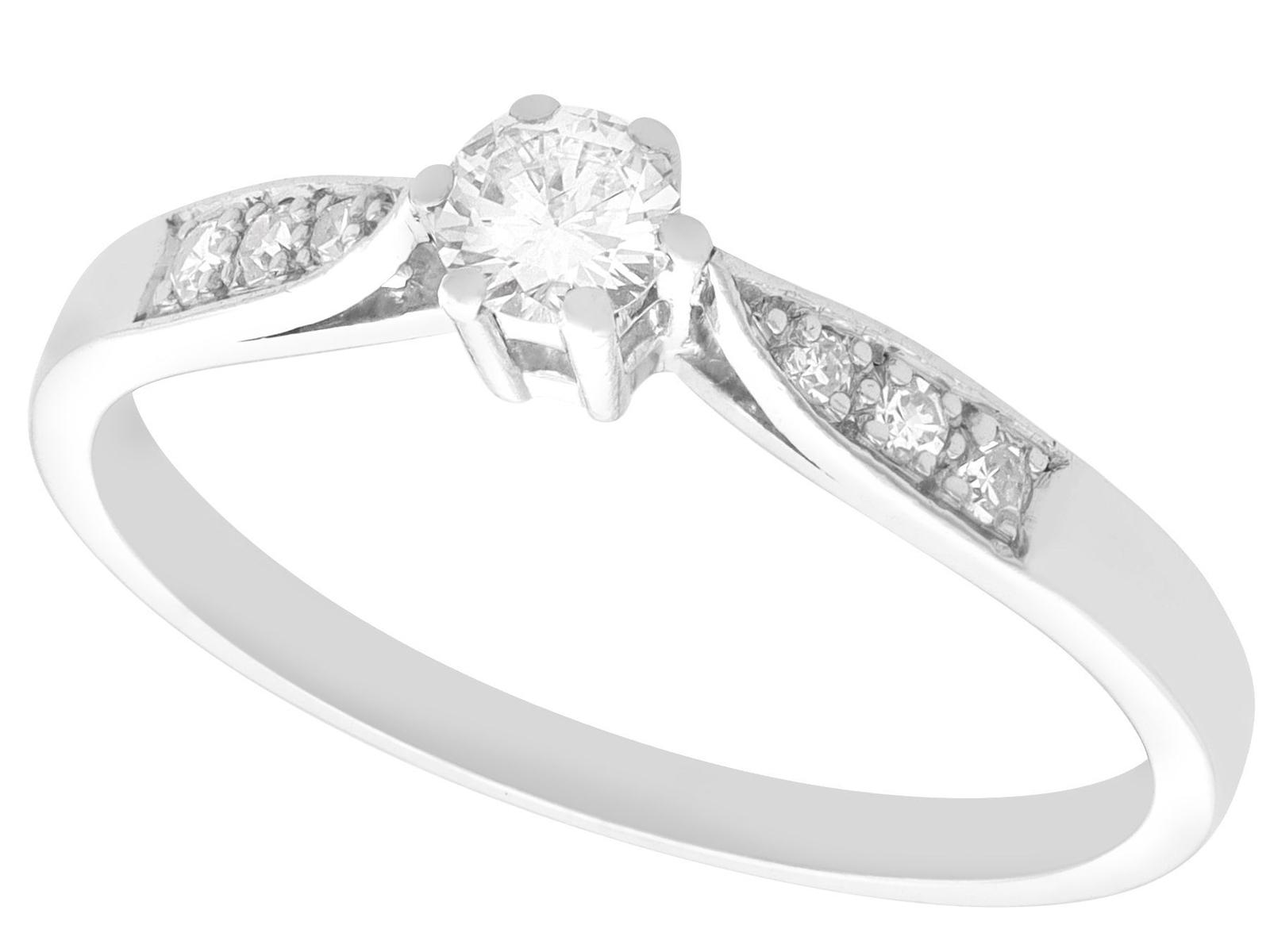 Vintage 0.36ct Diamond & 18ct White Gold Solitaire Ring c.1940 (1 of 9)