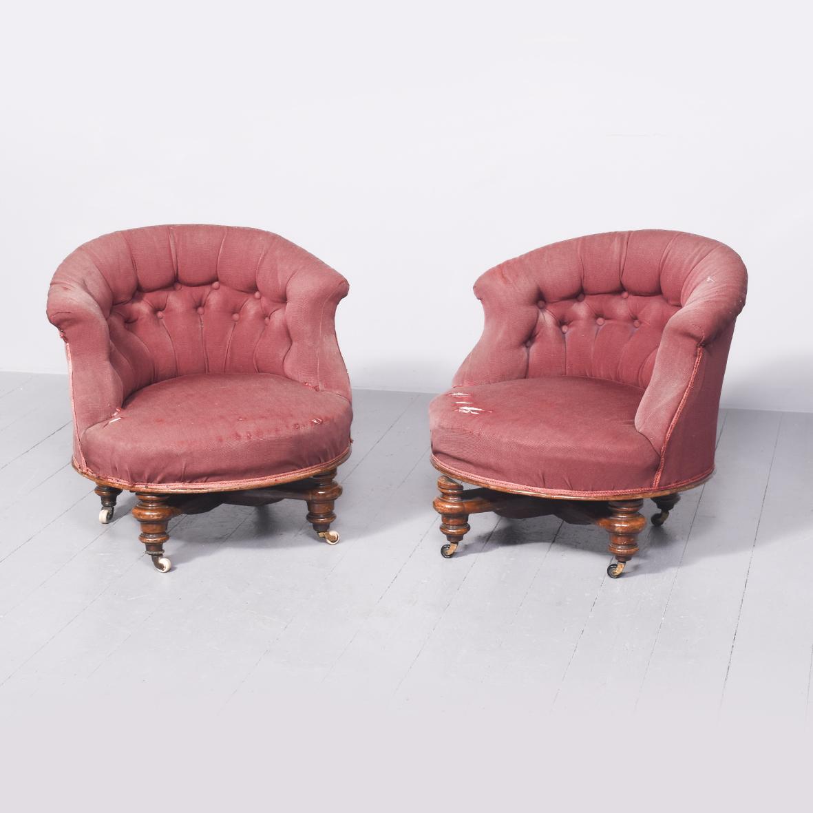 Pair of Victorian Revolving Easy Chairs (1 of 7) Pair of Victorian Revolving Easy Chairs (1 of 7)