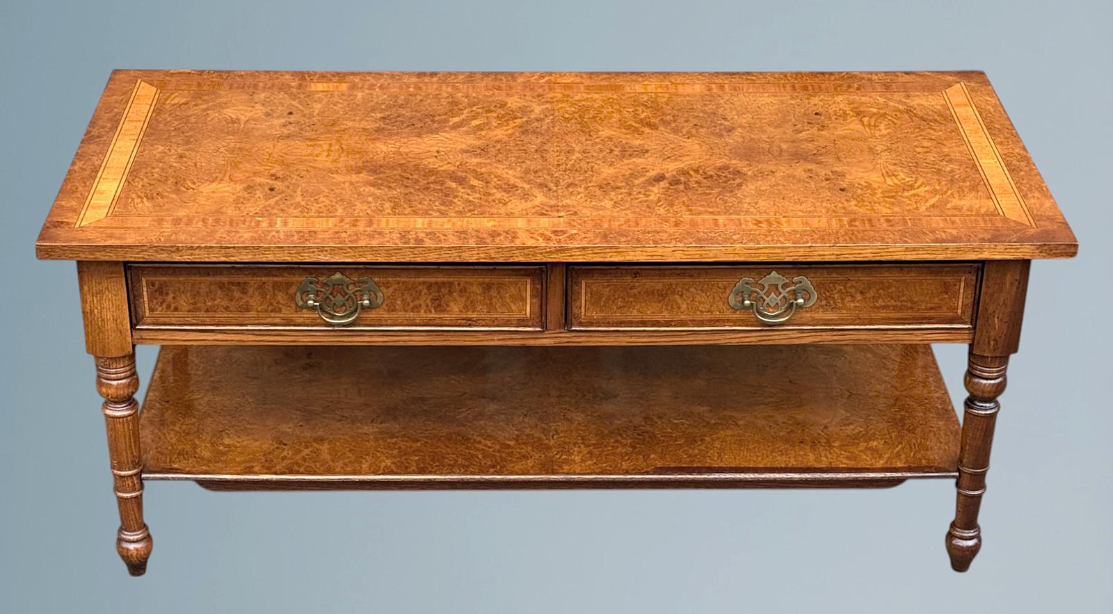 Walnut Rectangular Coffee Table Fitted with Two Drawers (1 of 13)