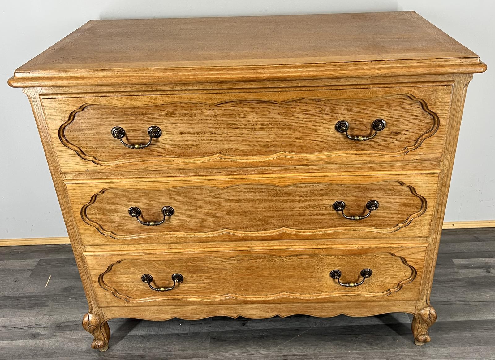 Chest of Drawers Vintage French Oak 3 Drawers Carved Cabinet (1 of 10)