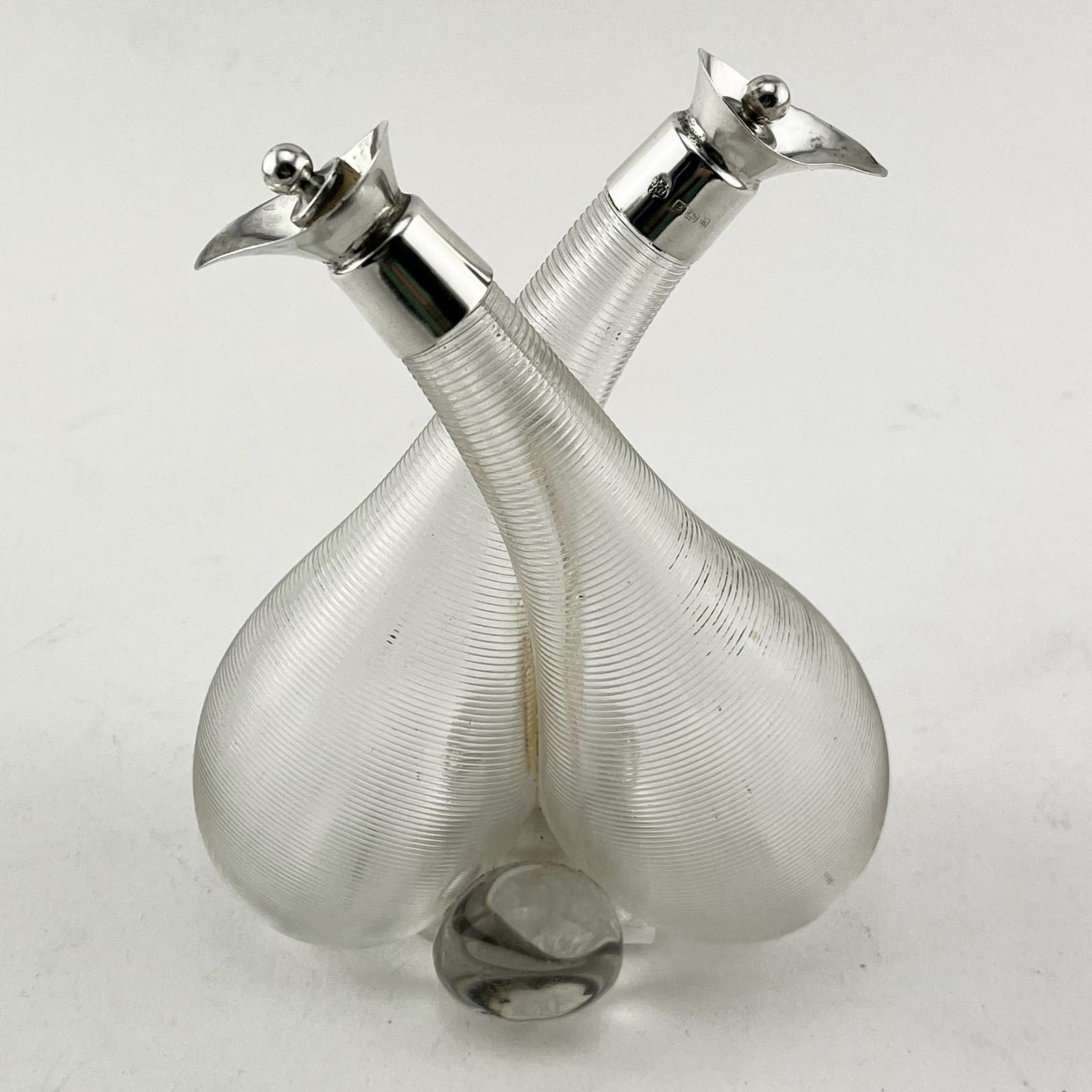 Double Silver Necked Edwardian Oil & Vinegar Bottle (1 of 5)