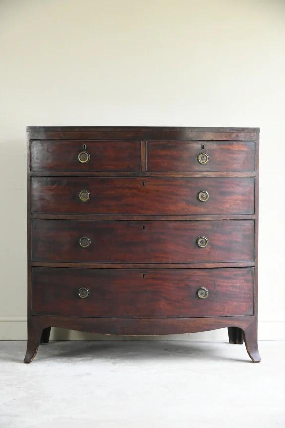 Antique Mahogany Bow Front Chest of Drawers (1 of 11)