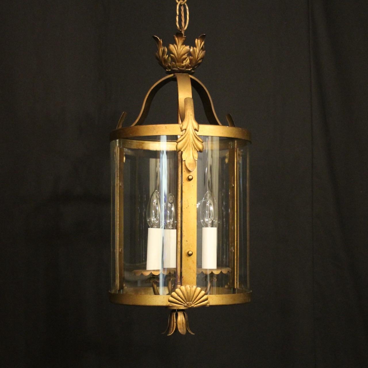 French Gilded Toleware Triple Light Hall Lantern (1 of 10)