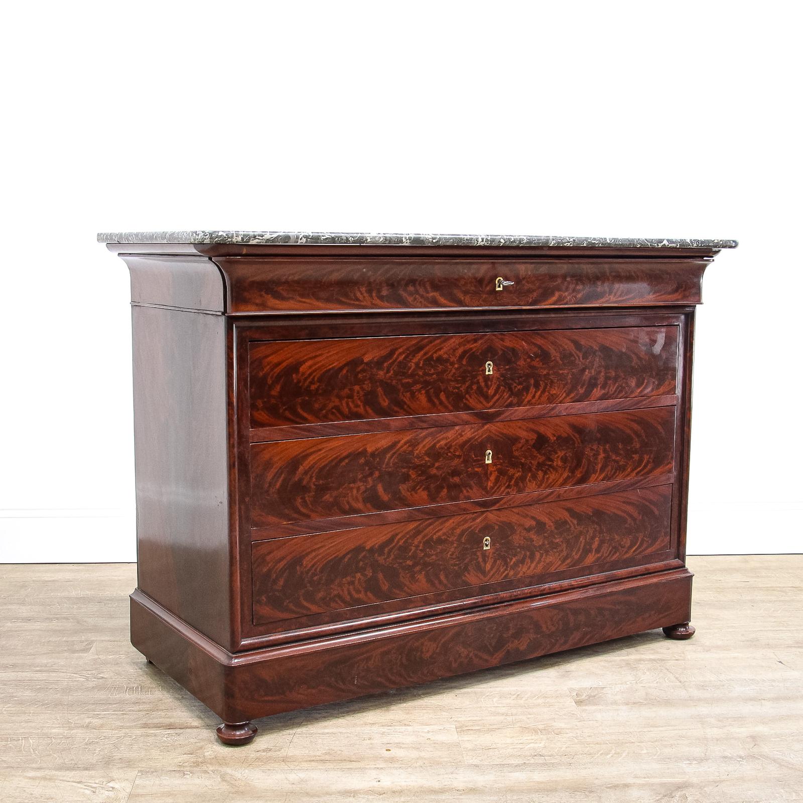 French Louis Philippe Mahogany Commode with Marble Top (1 of 11) French Louis Philippe Mahogany Commode with Marble Top (1 of 11)