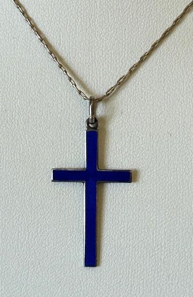 Edwardian Silver & Enamel Cross Pendant Necklace (1 of 5) Edwardian Silver & Enamel Cross Pendant Necklace (1 of 5)
