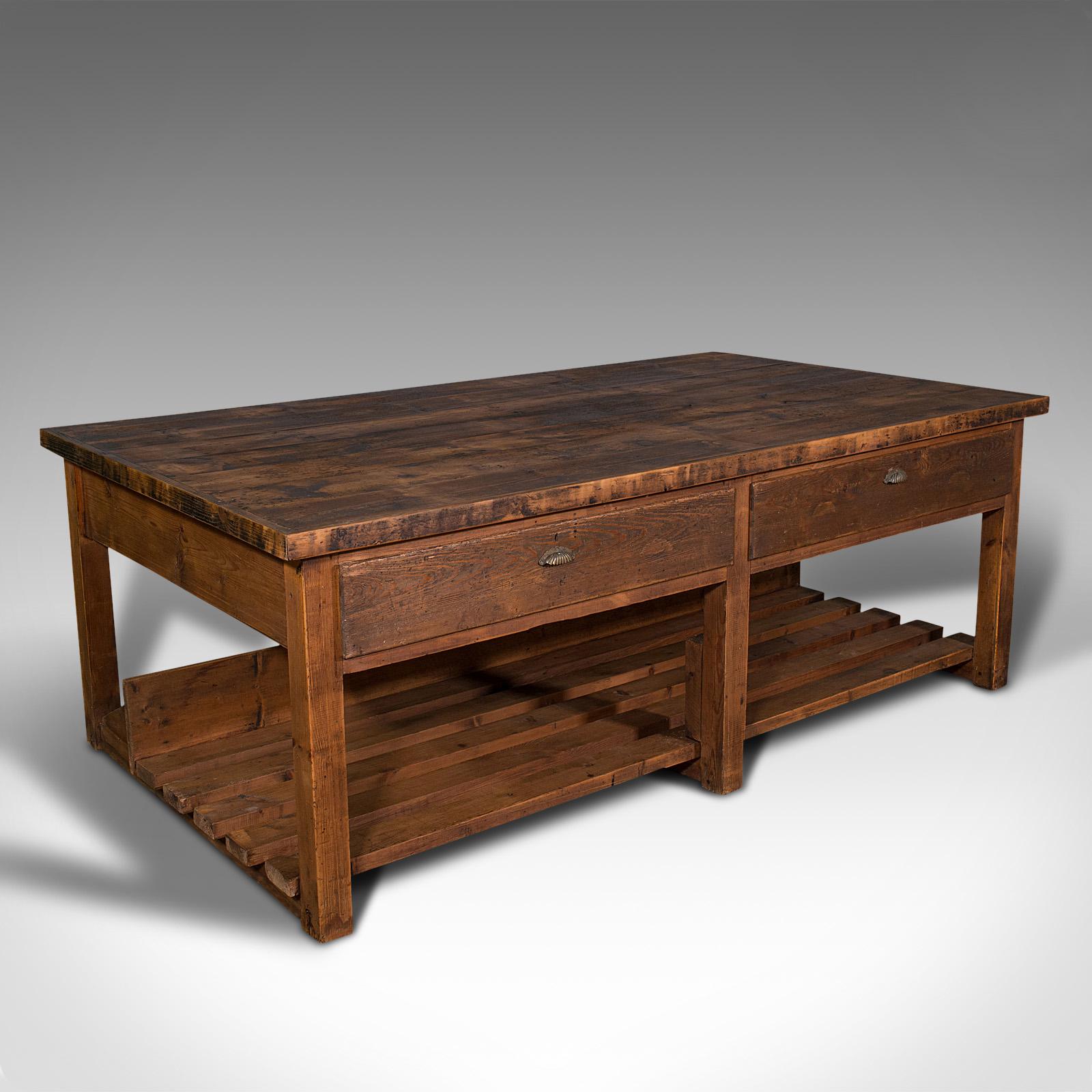 Large Antique Craftsman's Table, Pine, Kitchen Island, Retail, Bench, Victorian (1 of 12) Large Antique Craftsman's Table, Pine, Kitchen Island, Retail, Bench, Victorian (1 of 12)