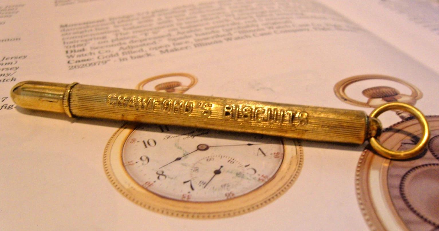 Pocket Watch Chain Pencil Fob 1920s Crawfords Biscuits Advertising (1 of 10) Pocket Watch Chain Pencil Fob 1920s Crawfords Biscuits Advertising (1 of 10)