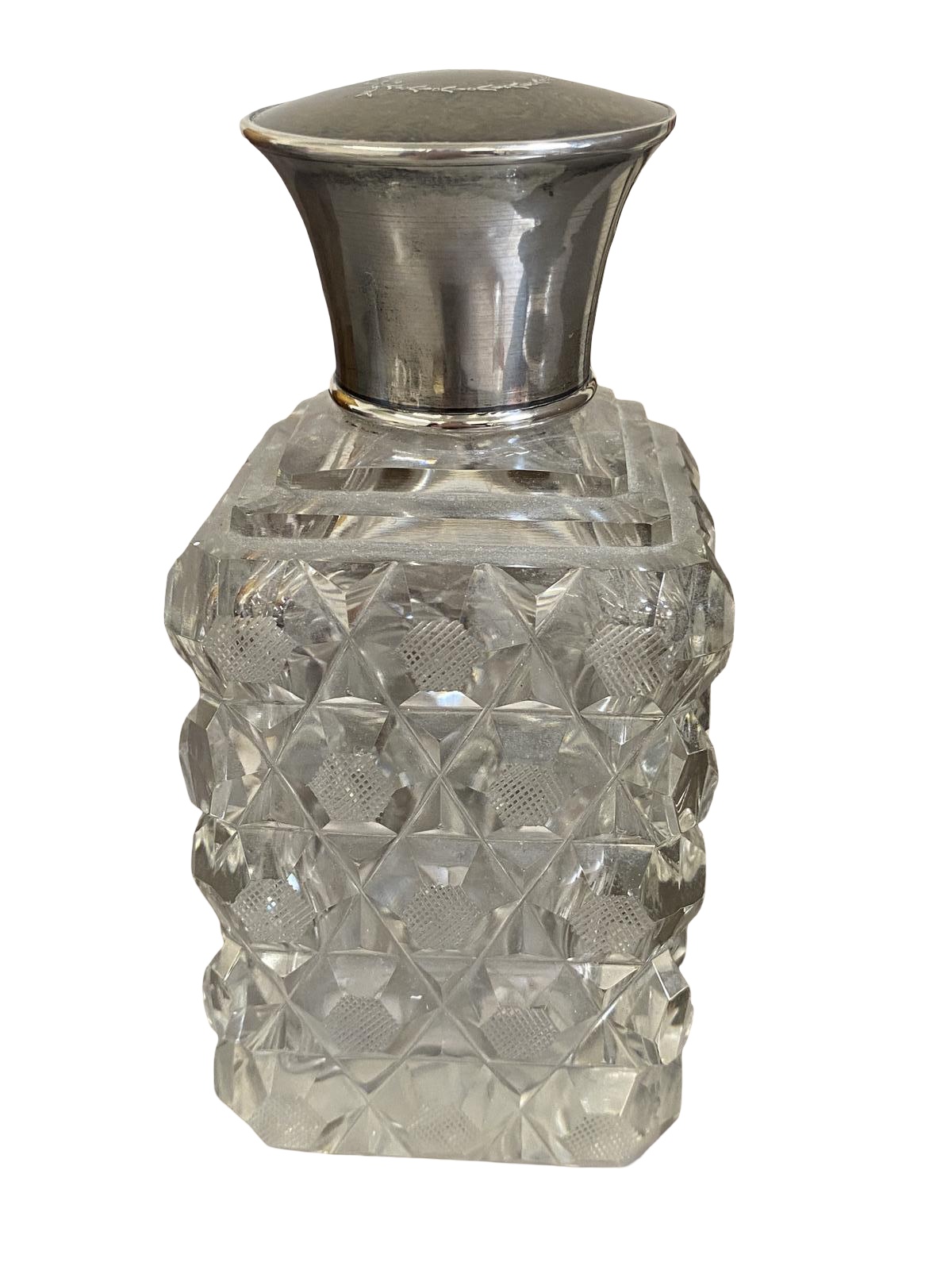 Antique George V Sterling Silver & Tortoiseshell Lid Cut Glass Perfume Bottle (1 of 7) Antique George V Sterling Silver & Tortoiseshell Lid Cut Glass Perfume Bottle (1 of 7)