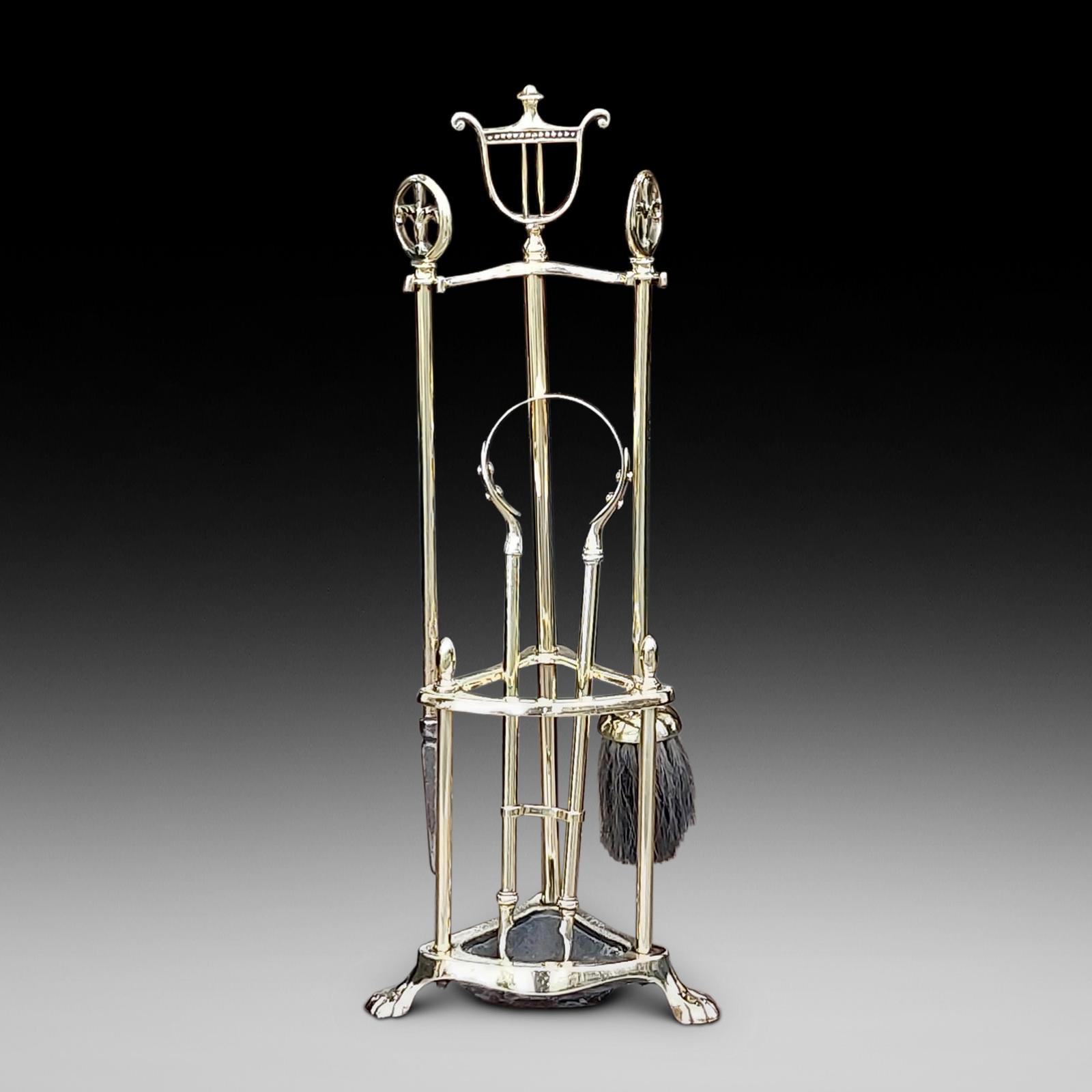 Early 20th Century Brass Fireside Companion Set (1 of 6)