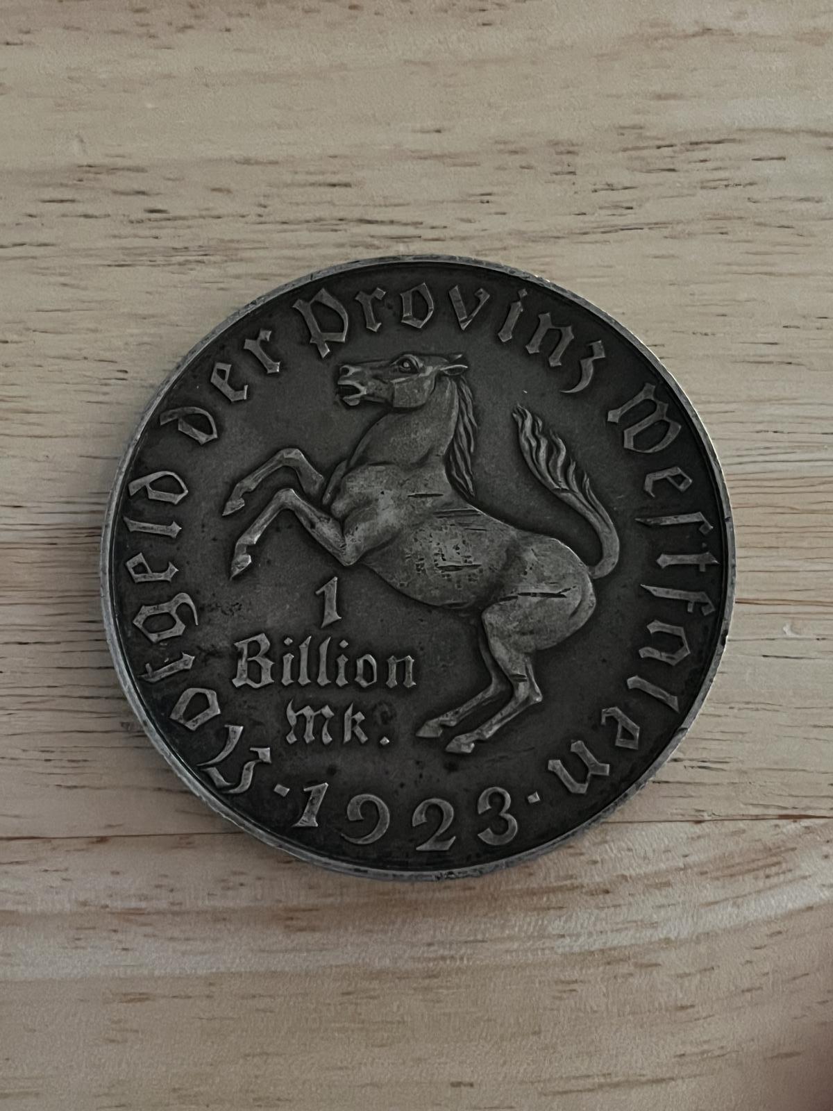 Notgeld - 1923 Westfalen - Ein Billion Mark / 1 Trillion Mark Emergency Money (1 of 9)