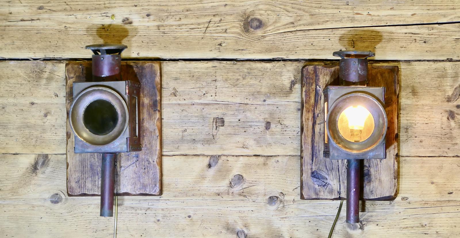 Superb Pair of Copper & Iron Railway Carriage Lamps (1 of 6)