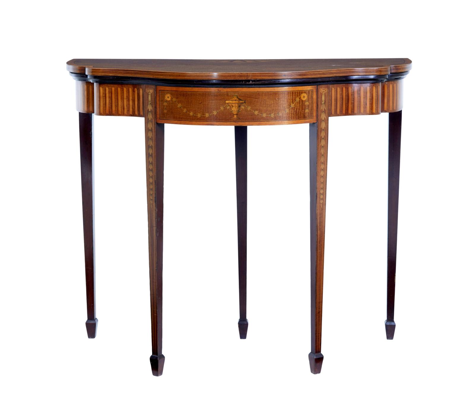 19th Century Sheraton Revival Inlaid Mahogany Card Table (1 of 9)